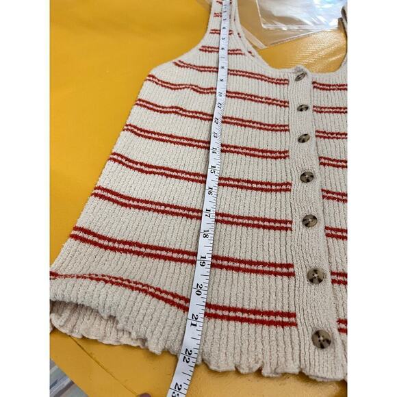 Madewell Kingston Button-Front Cream Striped Sweater Tank Top Size Medium - Picture 9 of 9